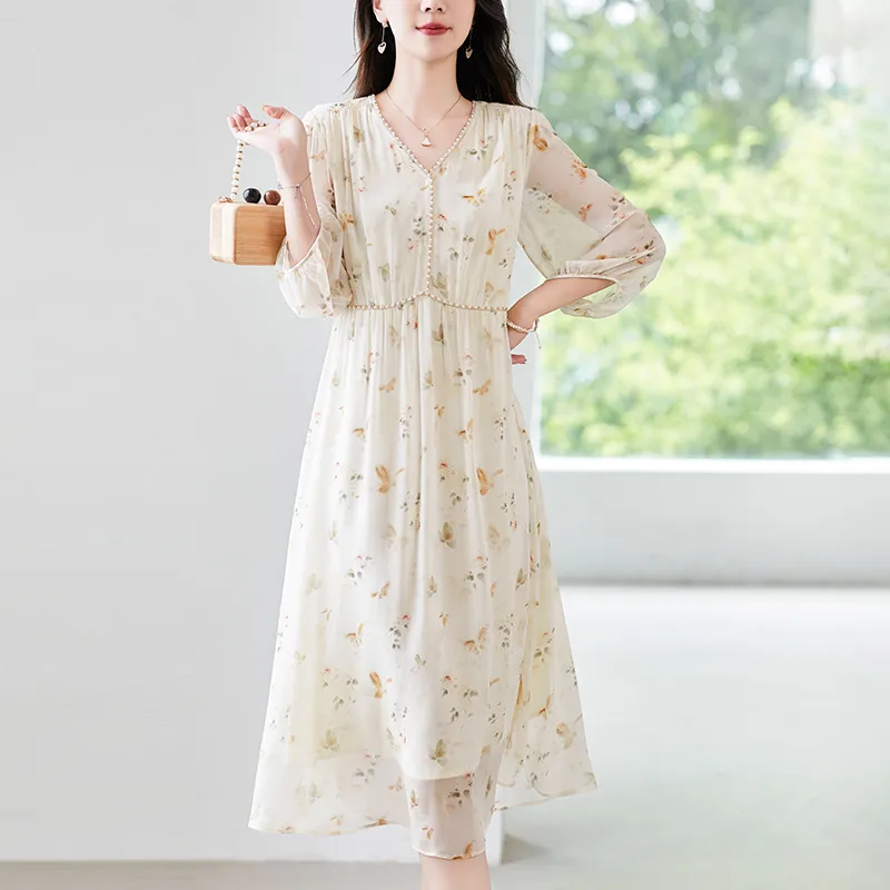 To The West Long Sleeved Dresses Women's Apricot-6