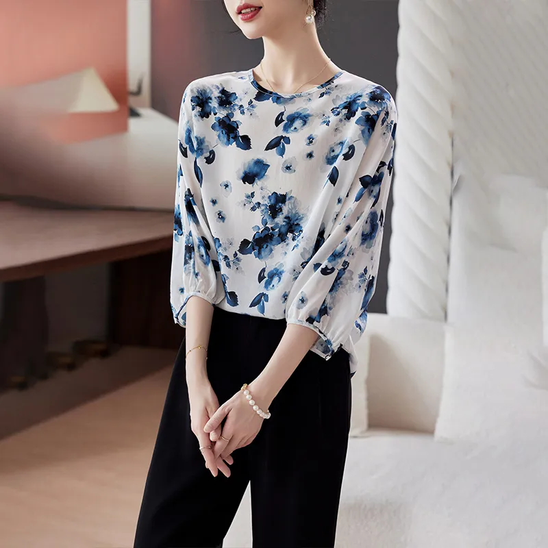To The West Shirt Women's Ink Wash Flowers-4