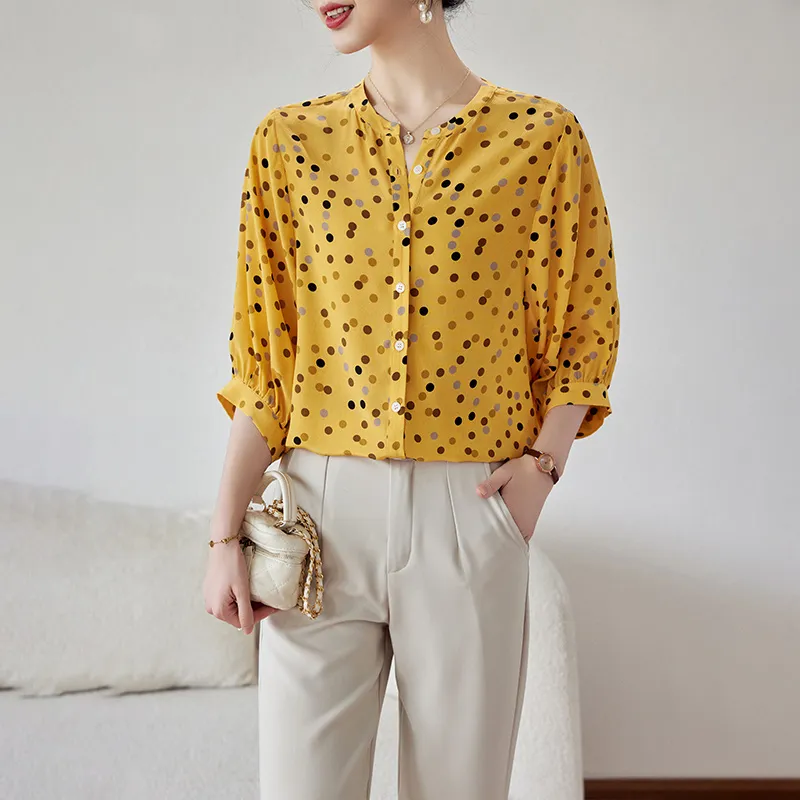 To The West SS24 Shirt Women's Yellow Base With Dots-3
