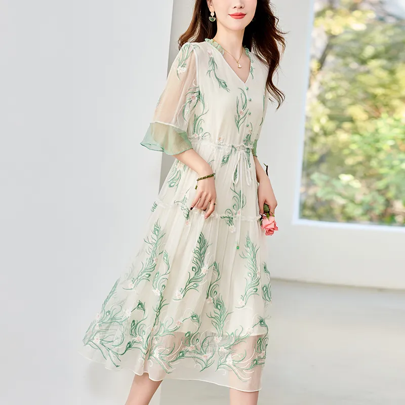 To The West Long Sleeved Dresses Women's Green-2