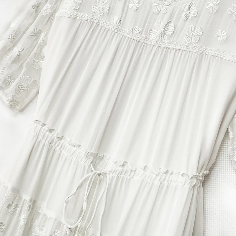 To The West Short Sleeved Dresses Women's White-3