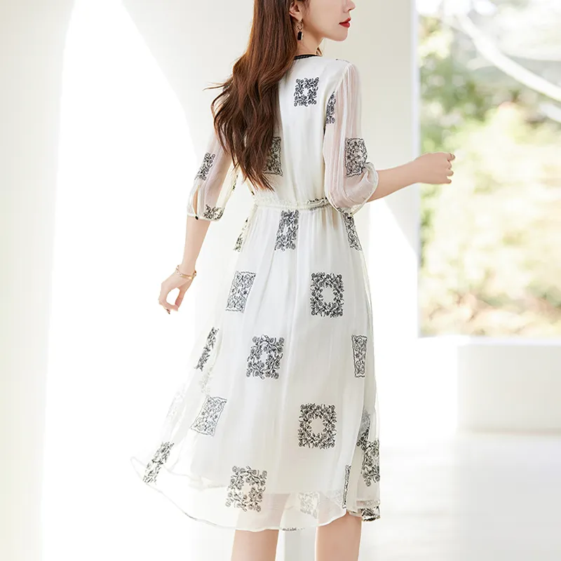 To The West Long Sleeved Dresses Women's Beige-3