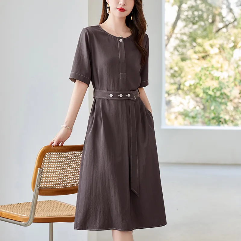 To The West Short Sleeved Dresses Women's Coffee-3