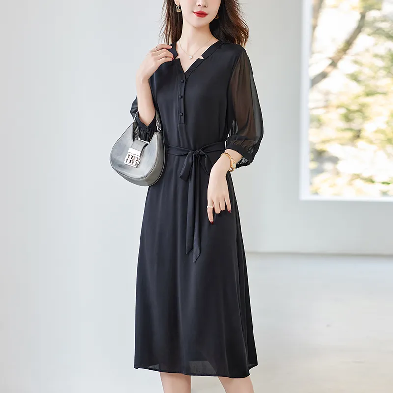 To The West Long Sleeved Dresses Women's Black-3