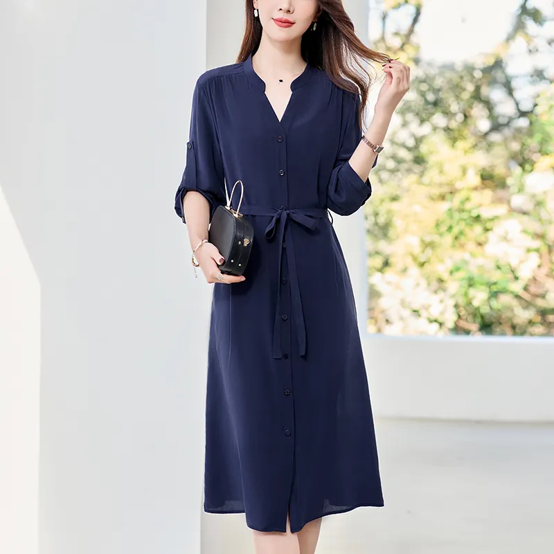 To The West Long Sleeved Dresses Women's Navy Blue-2