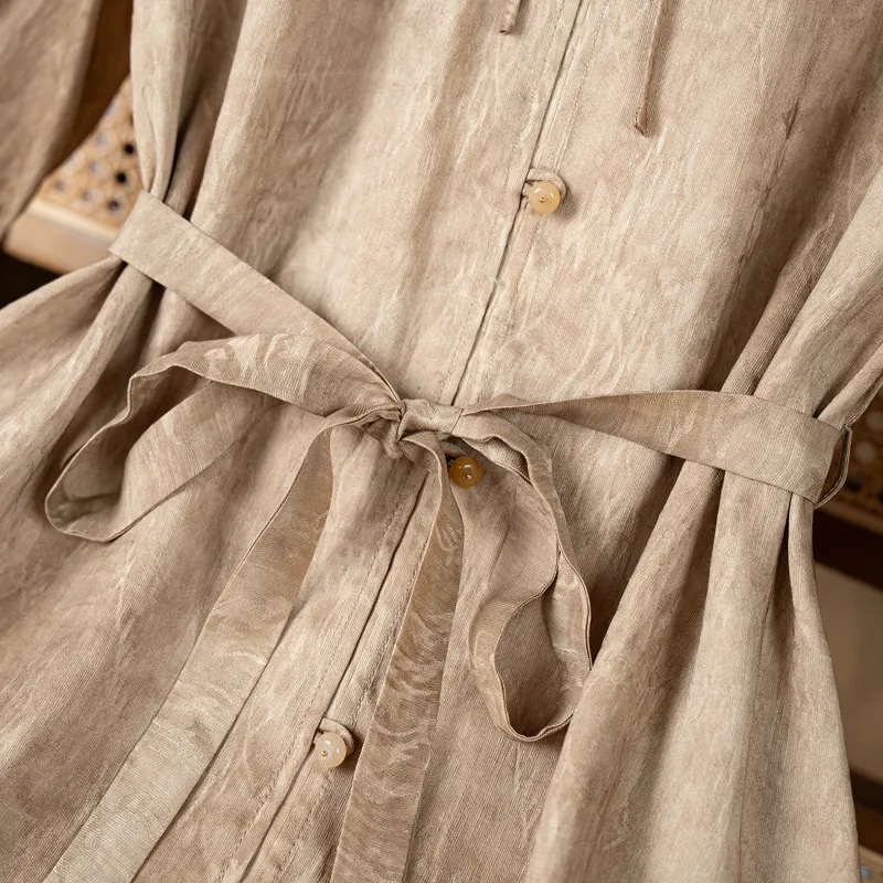 To The West Short Sleeved Dress Women's Tea Brown-5