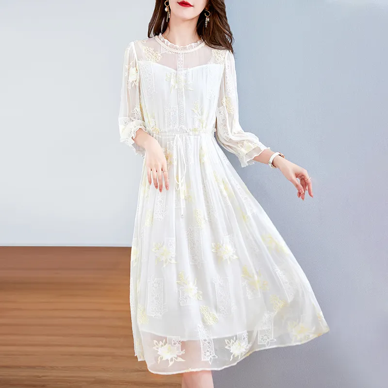 To The West Long Sleeved Dresses Women's White-3