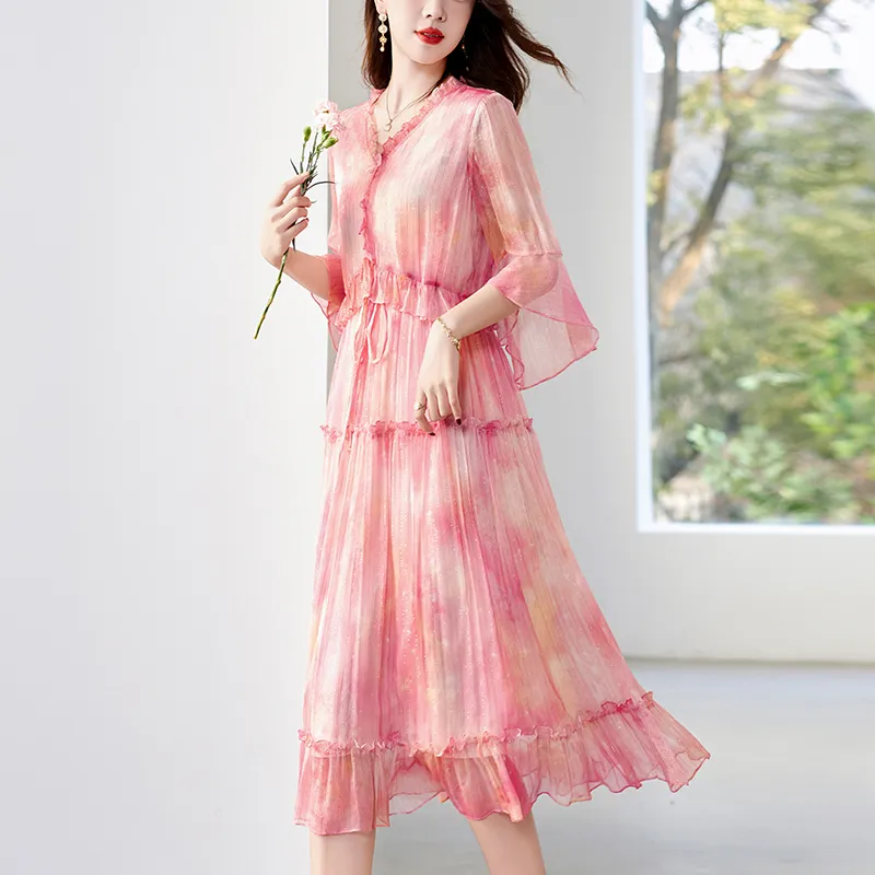 To The West Long Sleeved Dresses Women's Pink-3