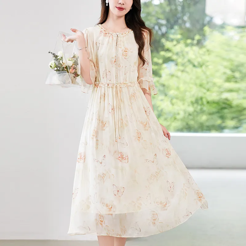 To The West Short Sleeved Dresses Women's Orange-2