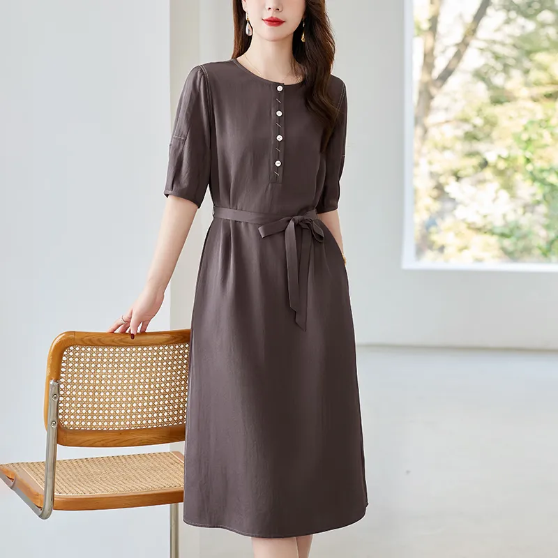 To The West Short Sleeved Dresses Women's Coffee-2