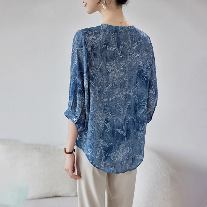 To The West SS24 Shirt Women's Denim Blue-5