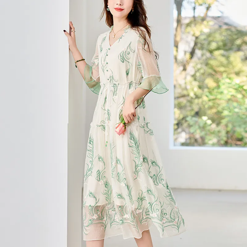 To The West Long Sleeved Dresses Women's Green-3