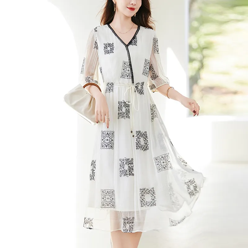 To The West Long Sleeved Dresses Women's Beige-4