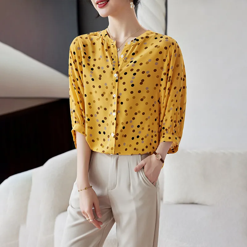 To The West SS24 Shirt Women's Yellow Base With Dots-4