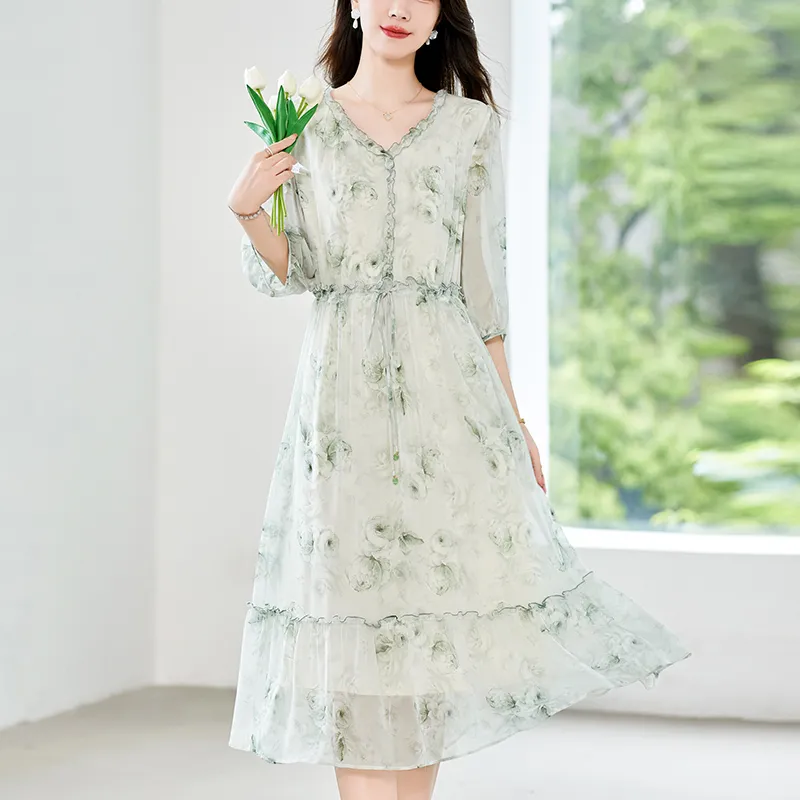 To The West Long Sleeved Dresses Women's Green-3