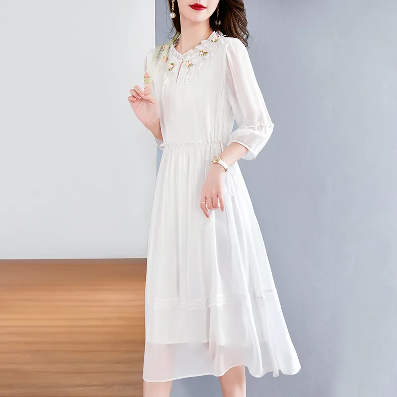 To The West Long Sleeved Dresses Women's White-2