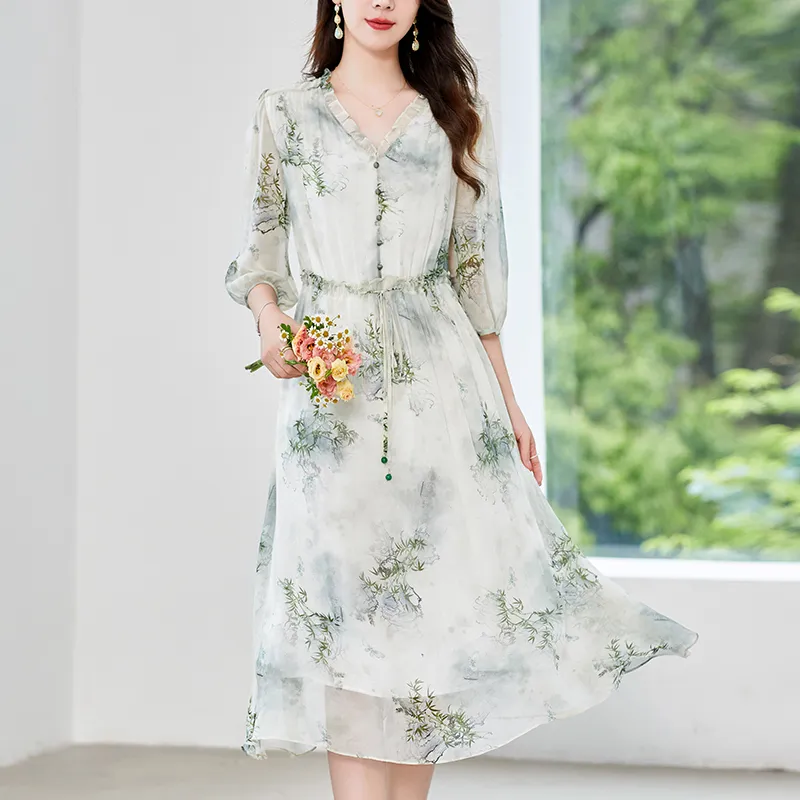 To The West Long Sleeved Dresses Women's Green-3