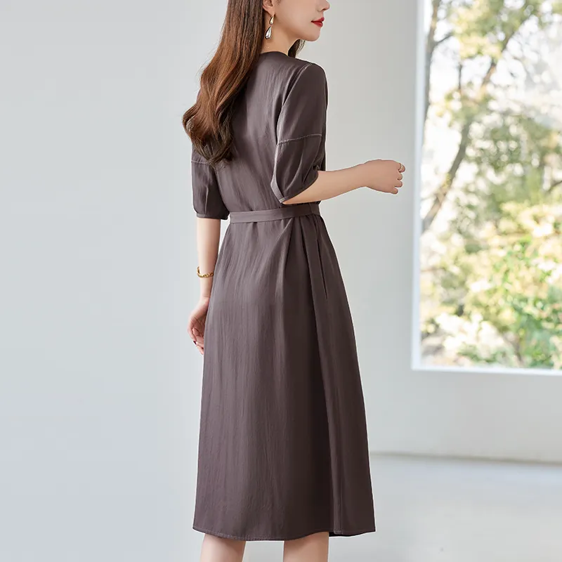 To The West Short Sleeved Dresses Women's Coffee-6