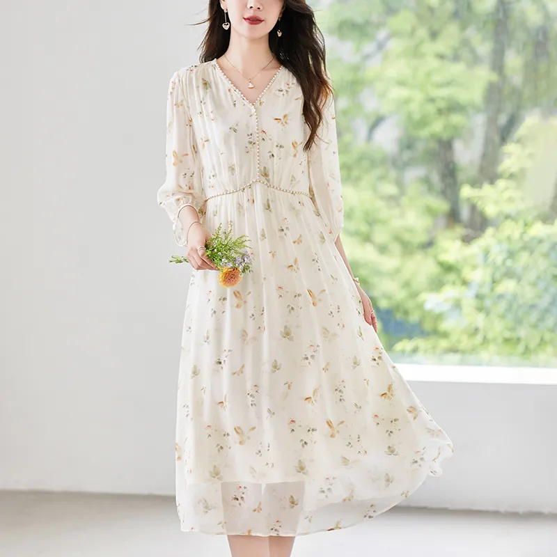 To The West Long Sleeved Dresses Women's Apricot-4
