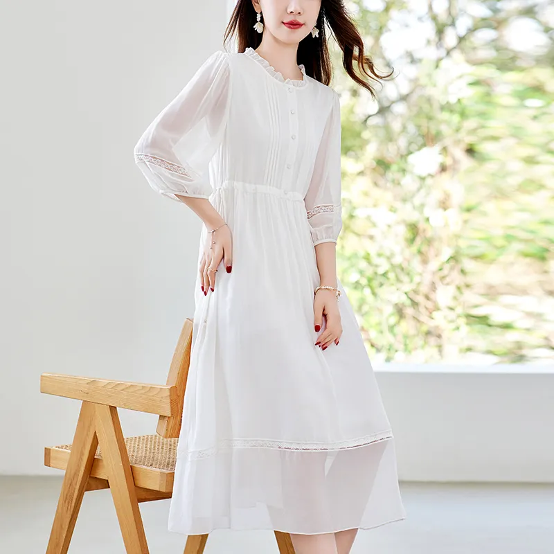 To The West Long Sleeved Dresses Women's White-5