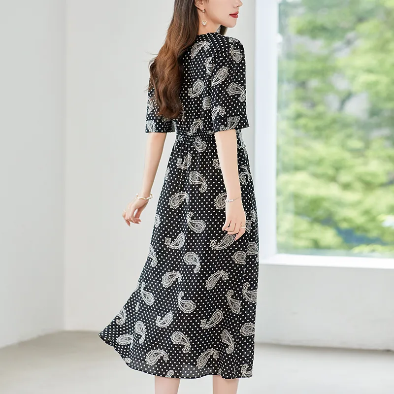 To The West Short Sleeved Dresses Women's Black-6