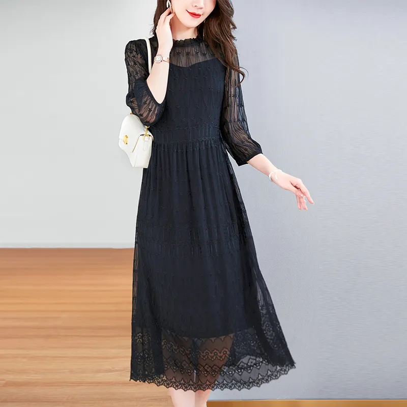 To The West Long Sleeved Dresses Women's Black-1