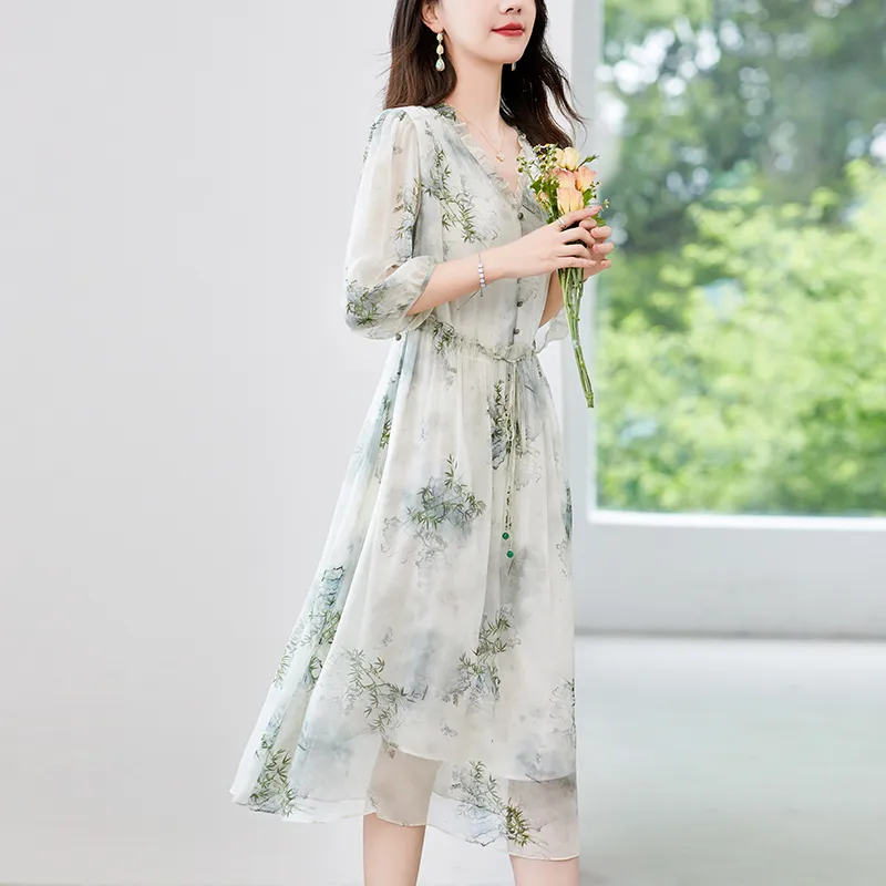 To The West Long Sleeved Dresses Women's Green-5