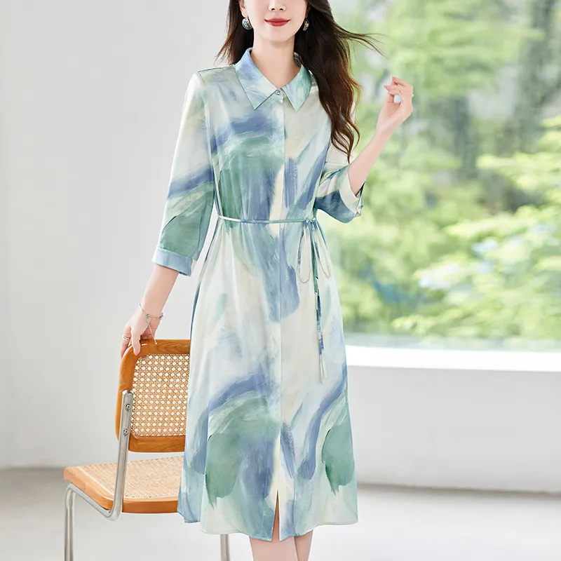 To The West SS24 Long Sleeved Dresses Women's Green-3