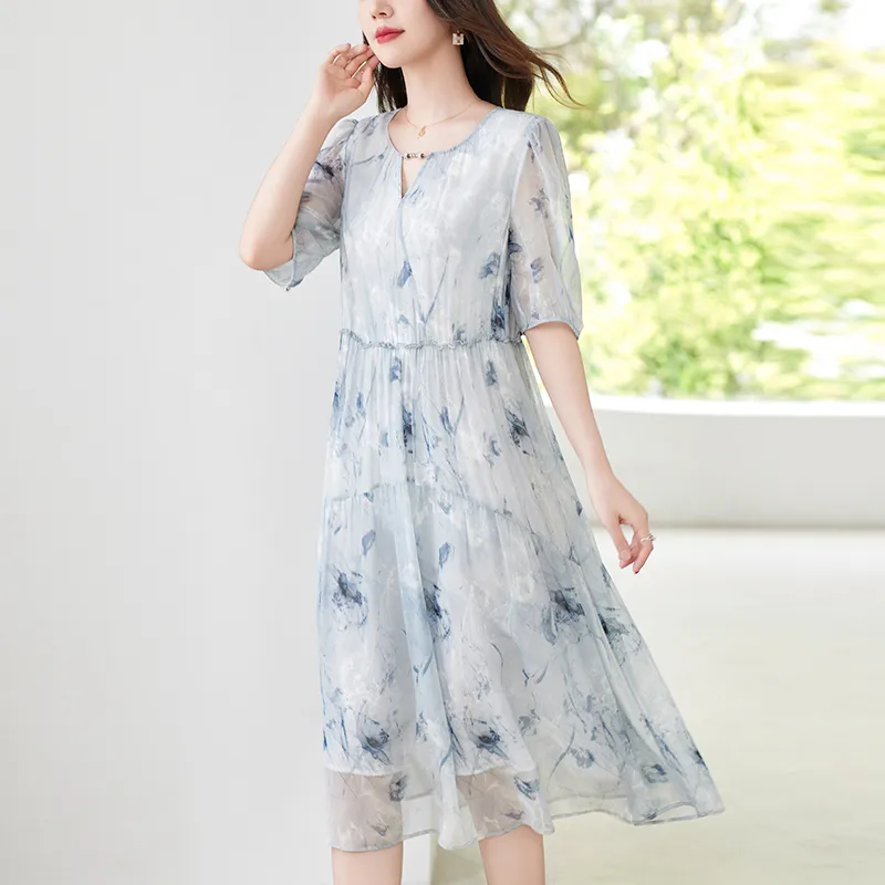 To The West Short Sleeved Dresses Women's Blue-3