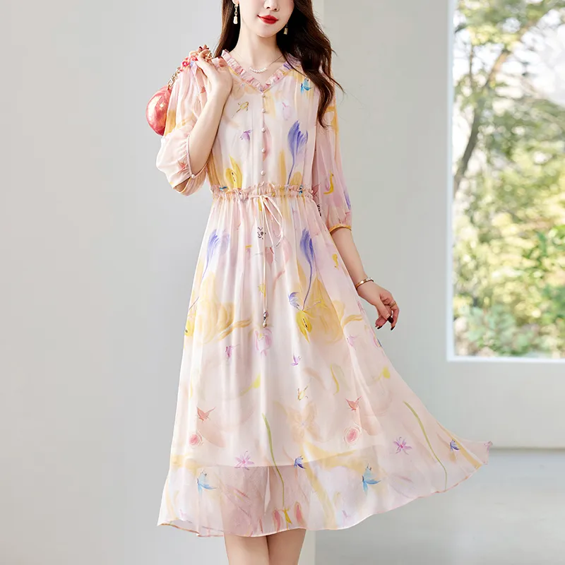 To The West Short Sleeved Dresses Women's Orange-5
