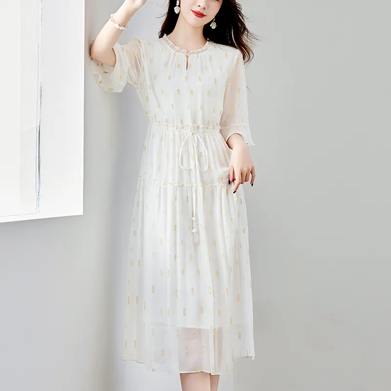 To The West Short Sleeved Dresses Women's White-2