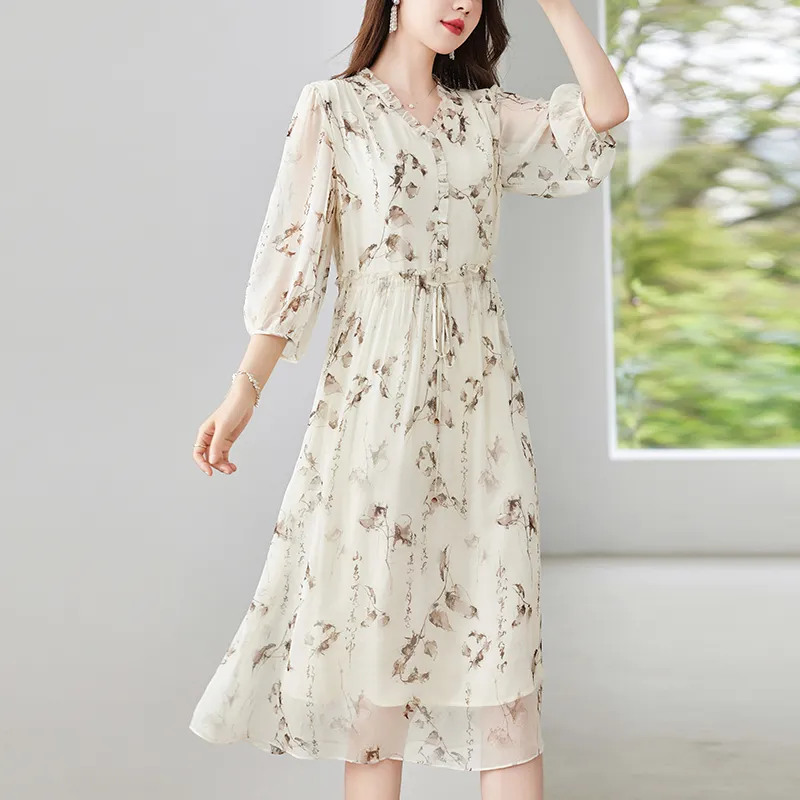 To The West Long Sleeved Dresses Women's Beige-9