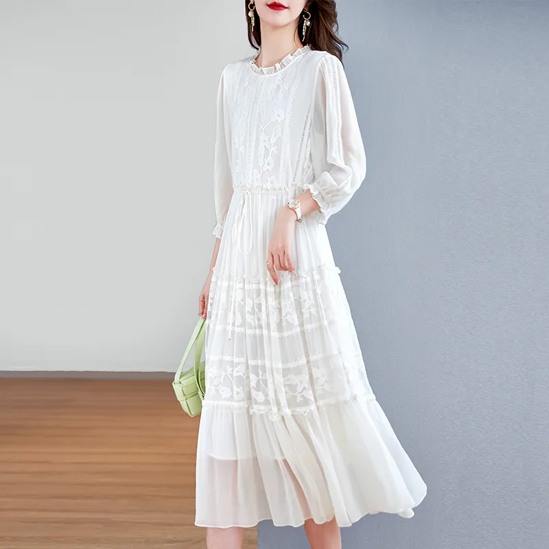 To The West Long Sleeved Dresses Women's White-2