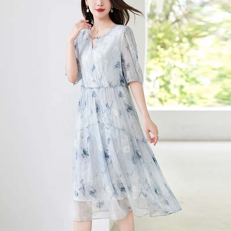 To The West Short Sleeved Dresses Women's Blue-2