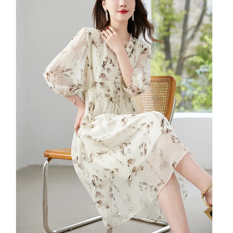 To The West Long Sleeved Dresses Women's Beige-4