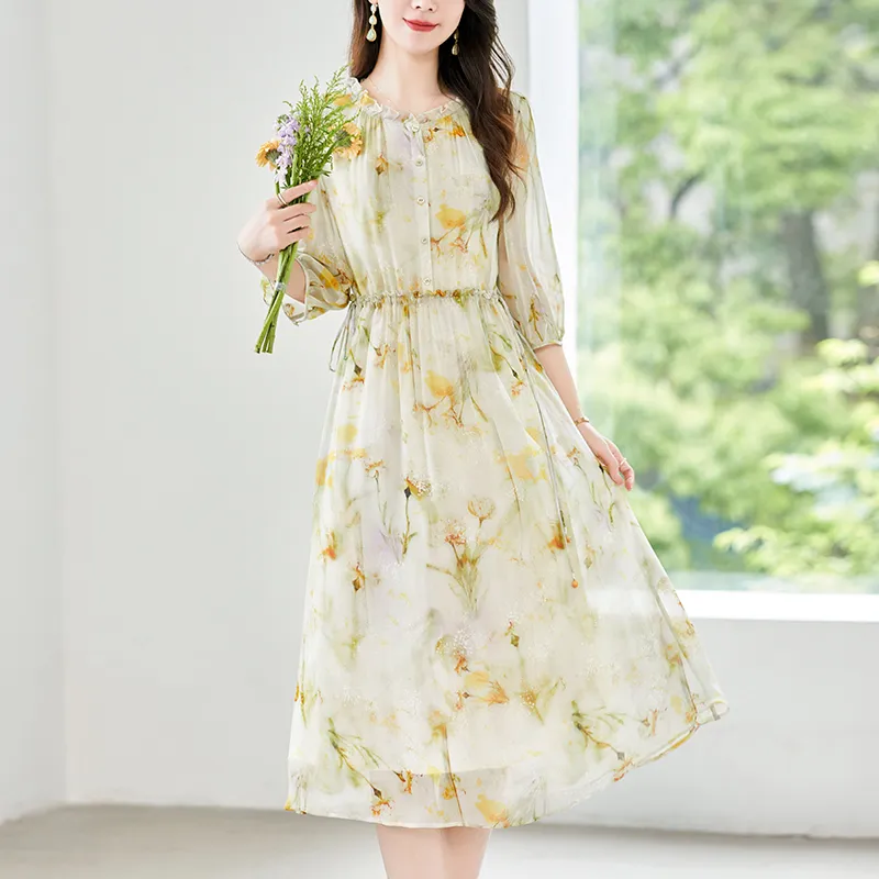 To The West Long Sleeved Dresses Women's Saffron-1