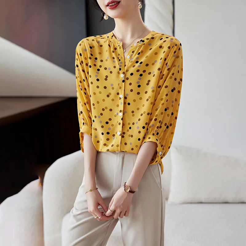 To The West SS24 Shirt Women's Yellow Base With Dots-5