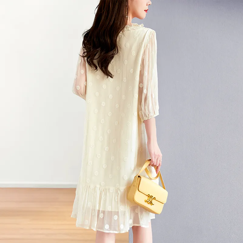 To The West Long Sleeved Dresses Women's Beige-3