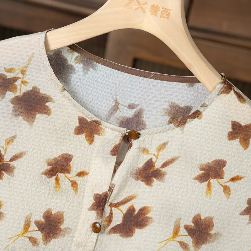 To The West Long Sleeved Dress Women's Withered Leaf Butterfly-3