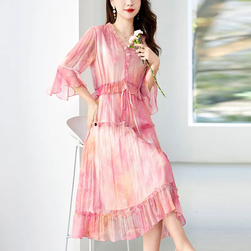 To The West Long Sleeved Dresses Women's Pink-4