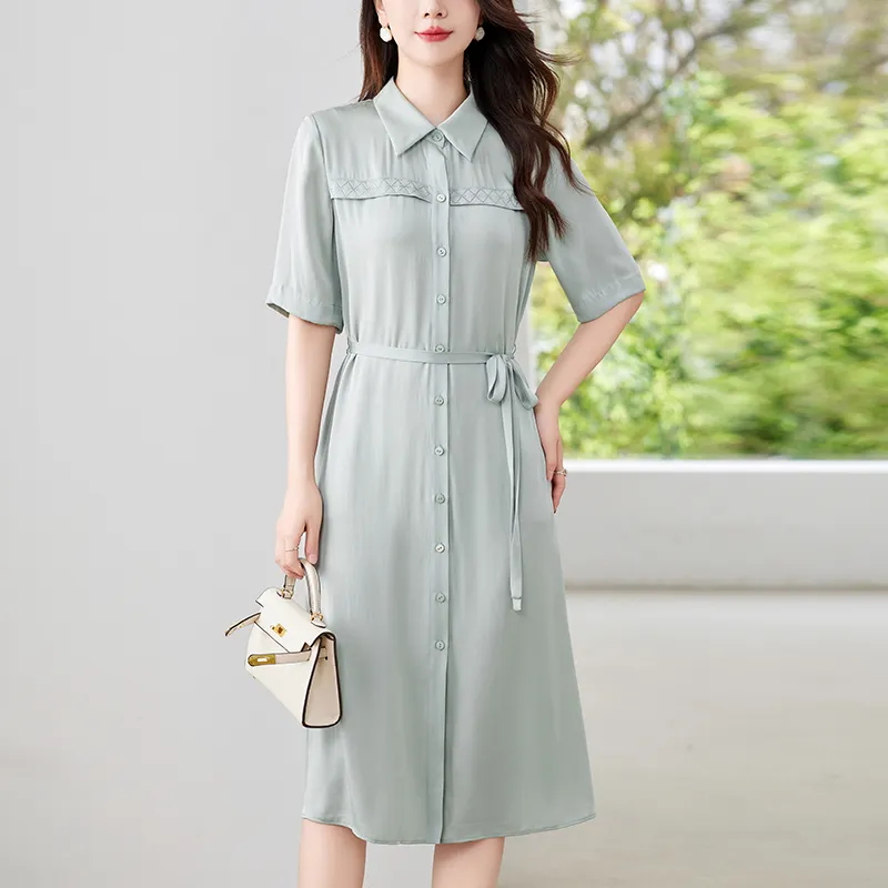 To The West Short Sleeved Dresses Women's Haze Blue-5