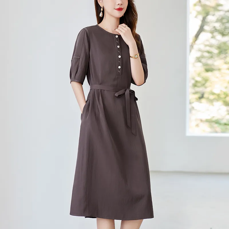 To The West Short Sleeved Dresses Women's Coffee-4