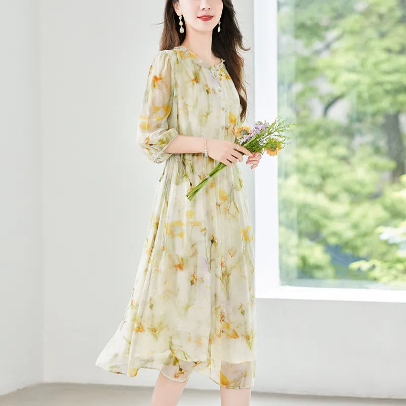 To The West Long Sleeved Dresses Women's Saffron-2