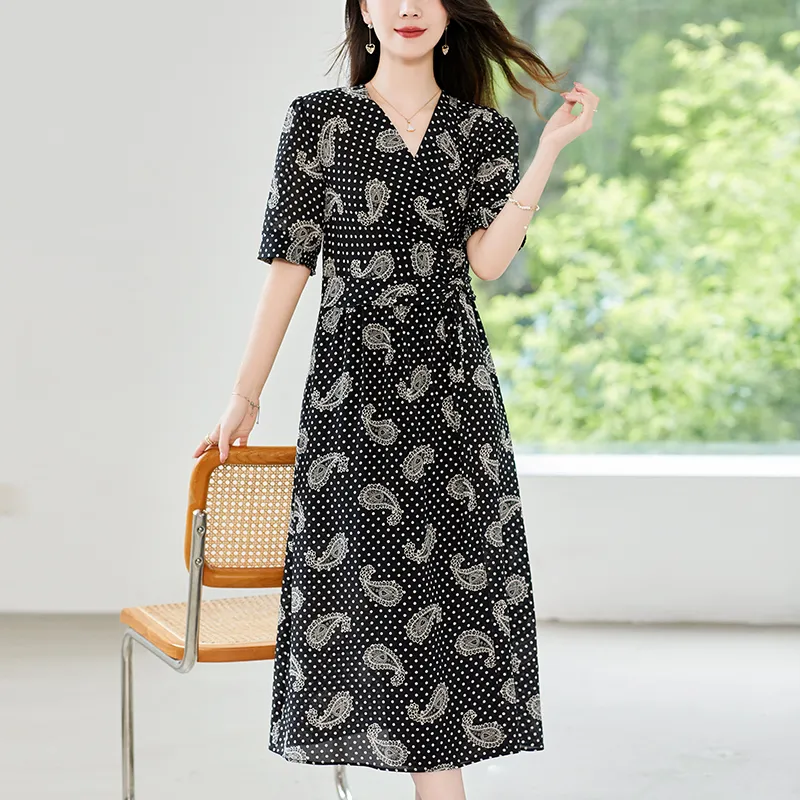 To The West Short Sleeved Dresses Women's Black-4