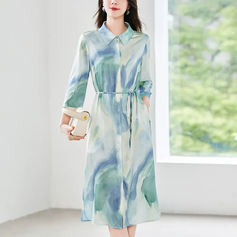 To The West SS24 Long Sleeved Dresses Women's Green-4