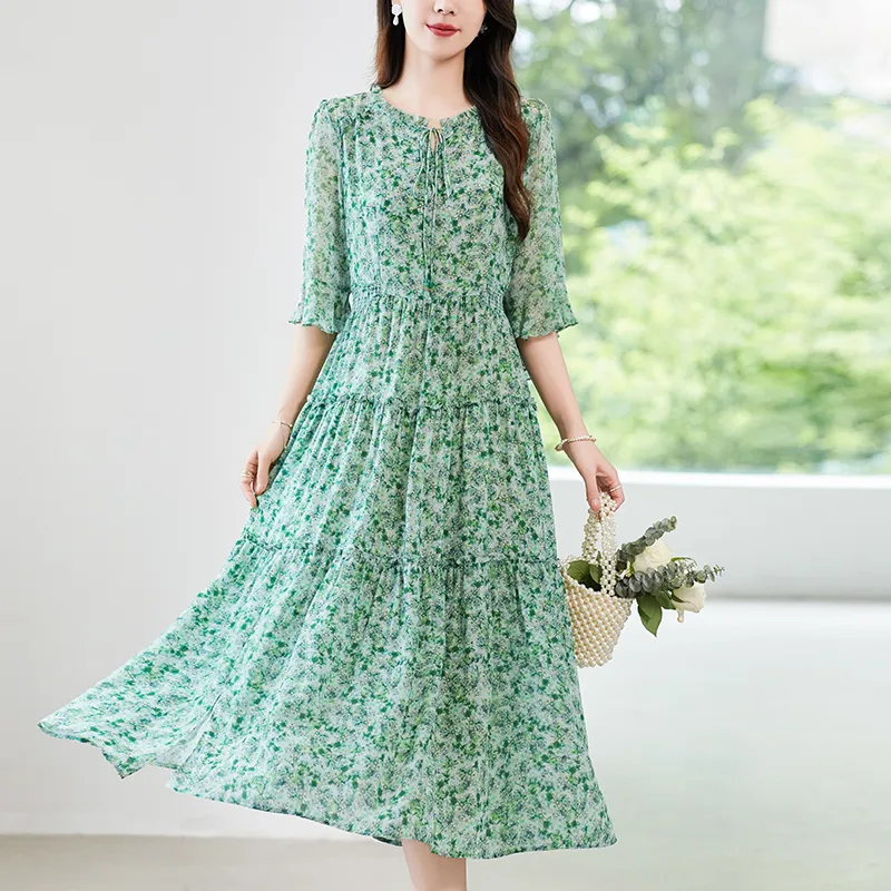 To The West Long Sleeved Dresses Women's Green-7