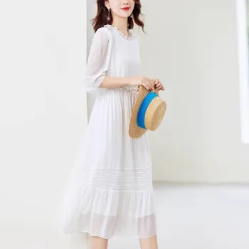 To The West Short-Sleeved Dresses Women's White