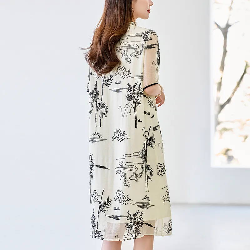 To The West SS24 Short Sleeved Dresses Women's Beige-7