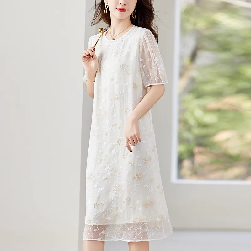 To The West Short Sleeved Dresses Women's Beige-3