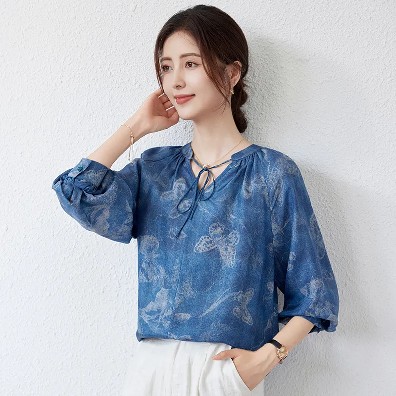 To The West Shirt Women's Denim Blue-3